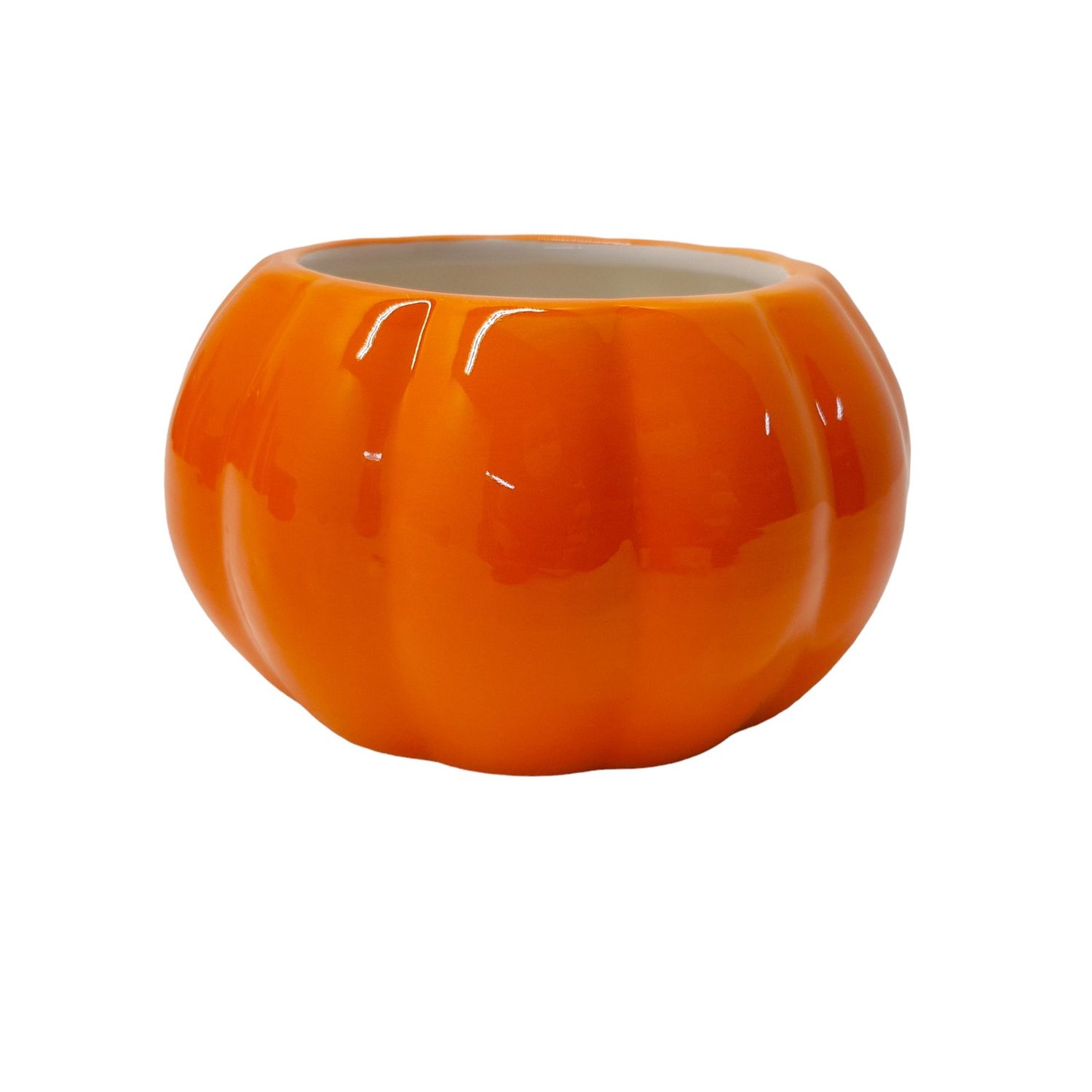 5&quot; Ceramic Pumpkin Container Orange