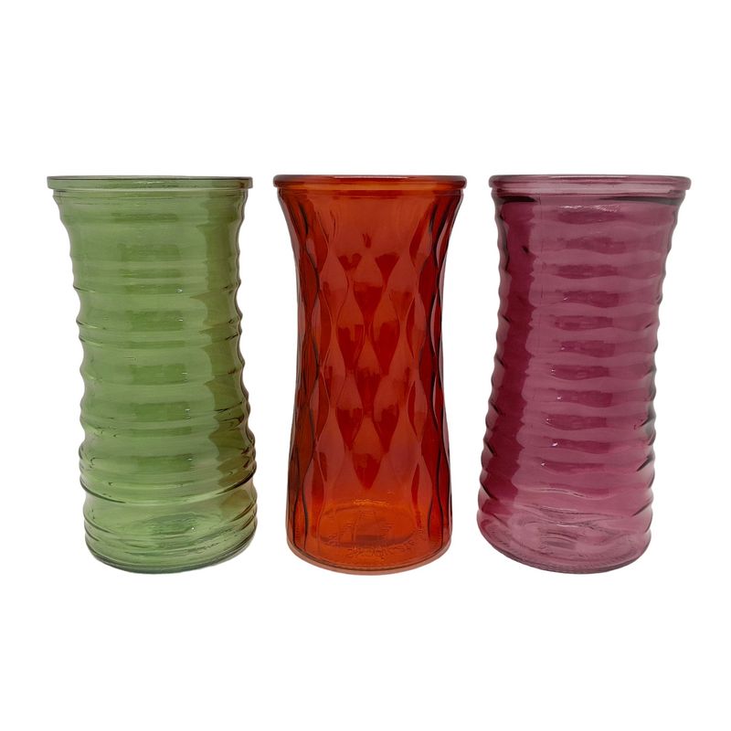 8.5&quot; Rose Vase w/3.5&quot; Opening Autumn Assorted (Glass)