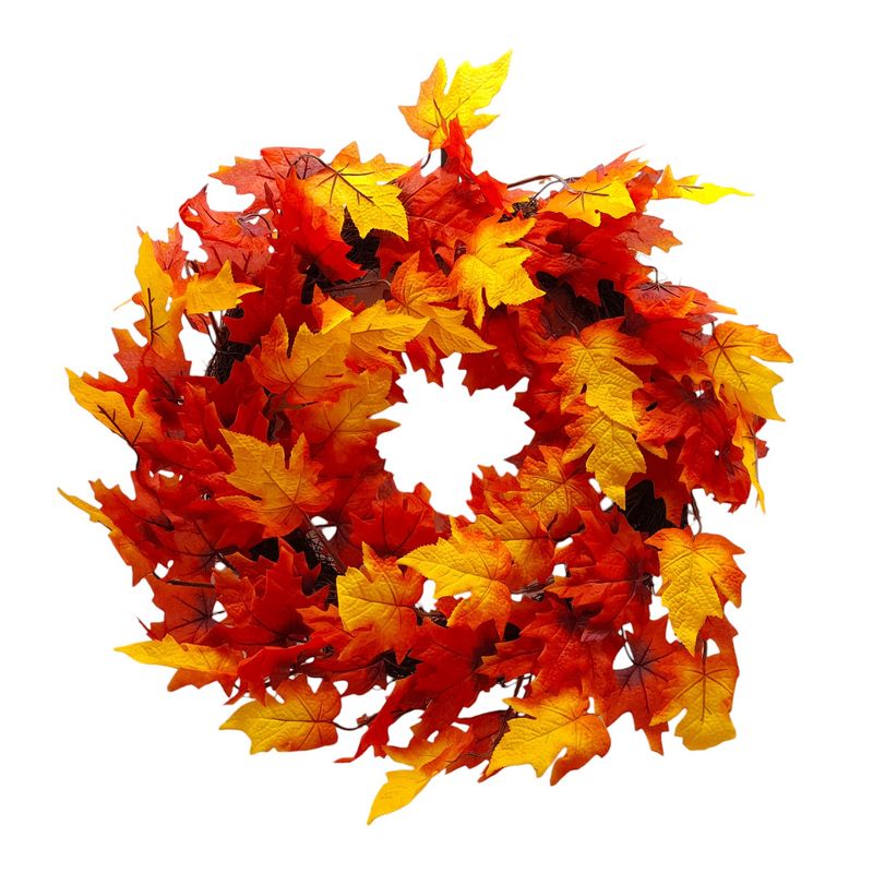 24&quot; Maple Leaf Wreath Red/Orange/Yellow