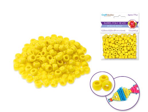 175pc 9mm x 6mm Pony Beads Yellow