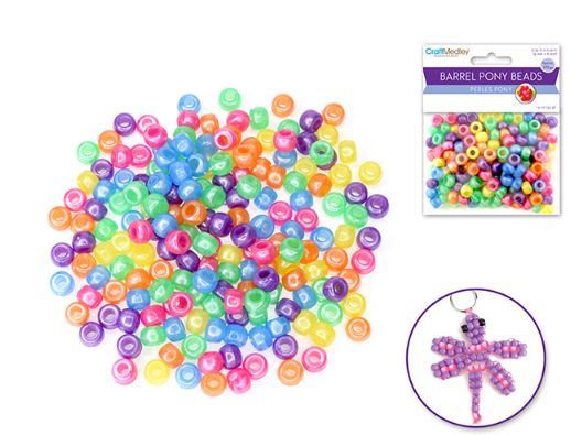 175pc 9mm x 6mm Pony Beads Pearlized Multi