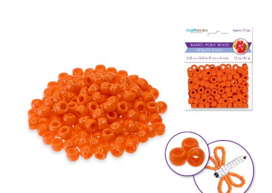 175pc 9mm x 6mm Pony Beads Orange