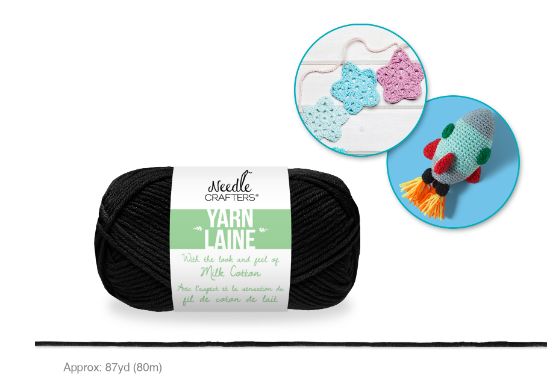 50g - Approx. 87yd 100% Acrylic Milk Cotton Yarn Black