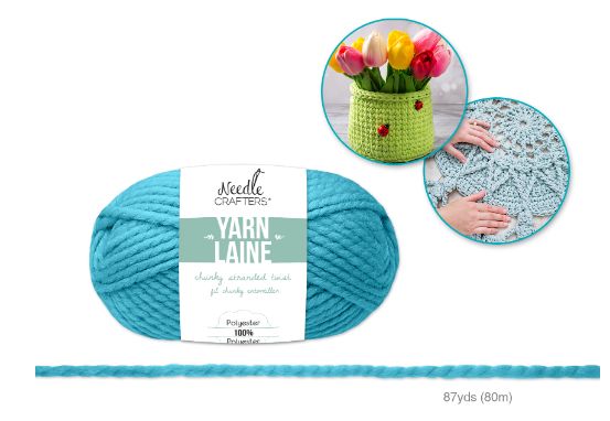 100g - Approx. 87yd 100% Polyester Chunky Stranded Twist Yarn Aqua