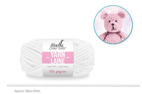 50g - Approx. 58yd 100% Polyester Soft Chenille Yarn White