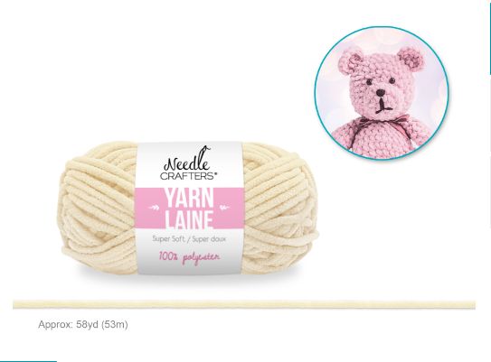 50g - Approx. 58yd 100% Polyester Soft Chenille Yarn Ivory
