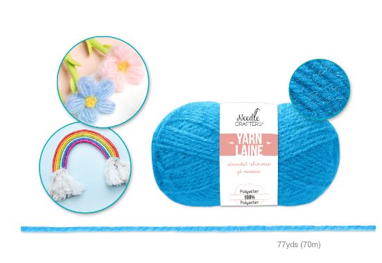 50g - Approx. 77yd 100% Polyester Stranded Shimmer Yarn Electric Blue