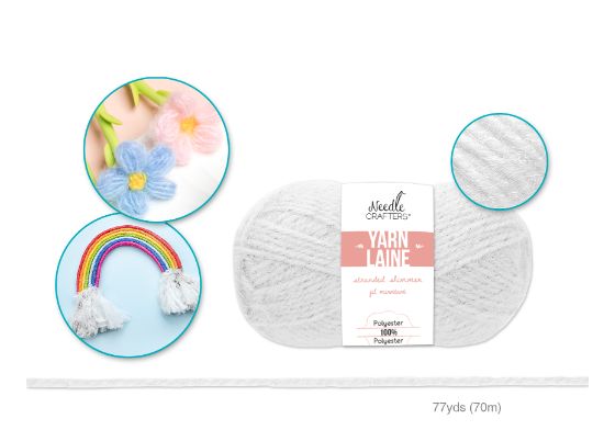 50g - Approx. 77yd 100% Polyester Stranded Shimmer Yarn White
