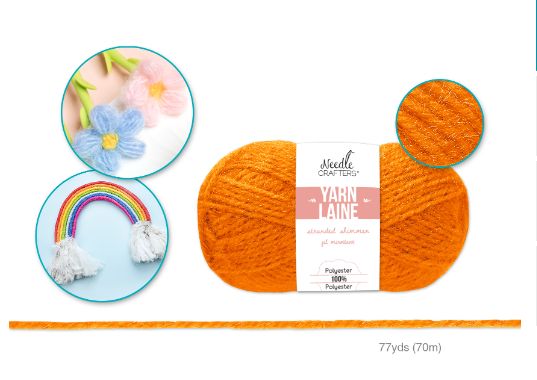 50g - Approx. 77yd 100% Polyester Stranded Shimmer Yarn Tangerine