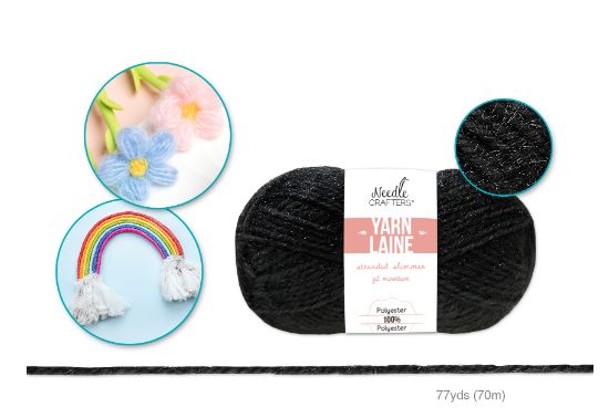 50g - Approx. 77yd 100% Polyester Stranded Shimmer Yarn Black