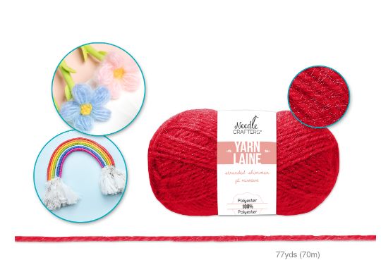 50g - Approx. 77yd 100% Polyester Stranded Shimmer Yarn Retro Red