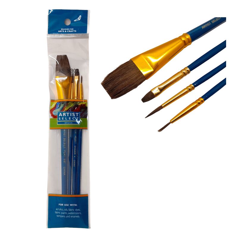 4pc Natural Paint Brushes