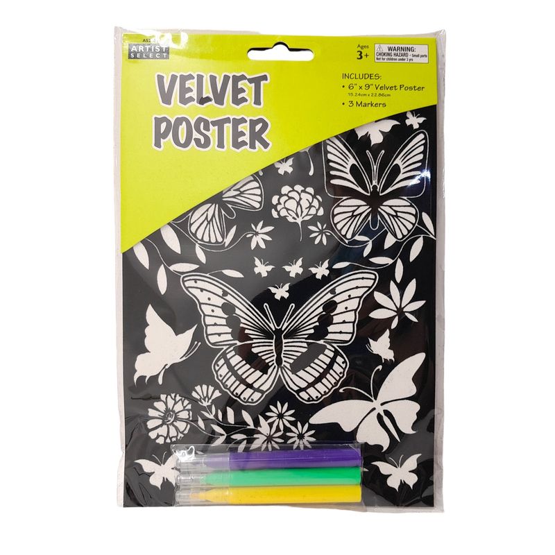 6"x9" Velvet Butterfly Poster w/3 Markers 6"x9" Velvet Butterfly Poster w/3 Markers