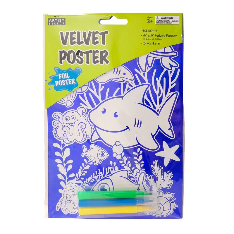 6"x9" Velvet Sea Life Poster w/3 Markers 6"x9" Velvet Sea Life Poster w/3 Markers