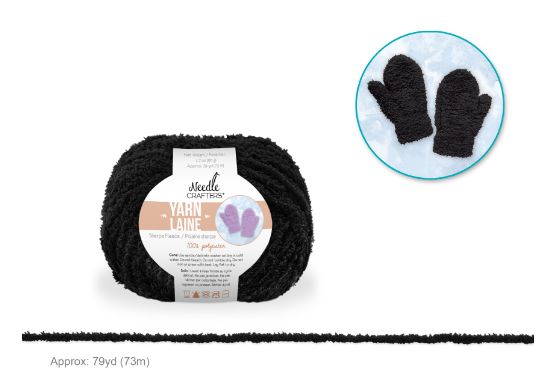 50g - Approx. 79yd 100% Polyester Sherpa Fleece Yarn Ball Black