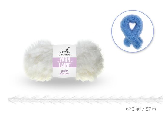 50g - Approx. 62.3yd 100% Nylon Feather Yarn White