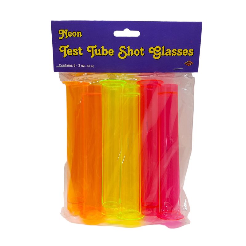 6pc 2oz Test Tube Shot Glasses Neon
