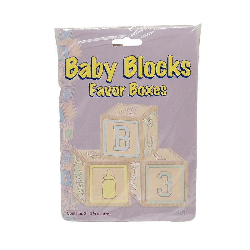 3pc 3.25"x3.25' Baby Block Favor Boxes 3pc 3.25"x3.25' Baby Block Favor Boxes