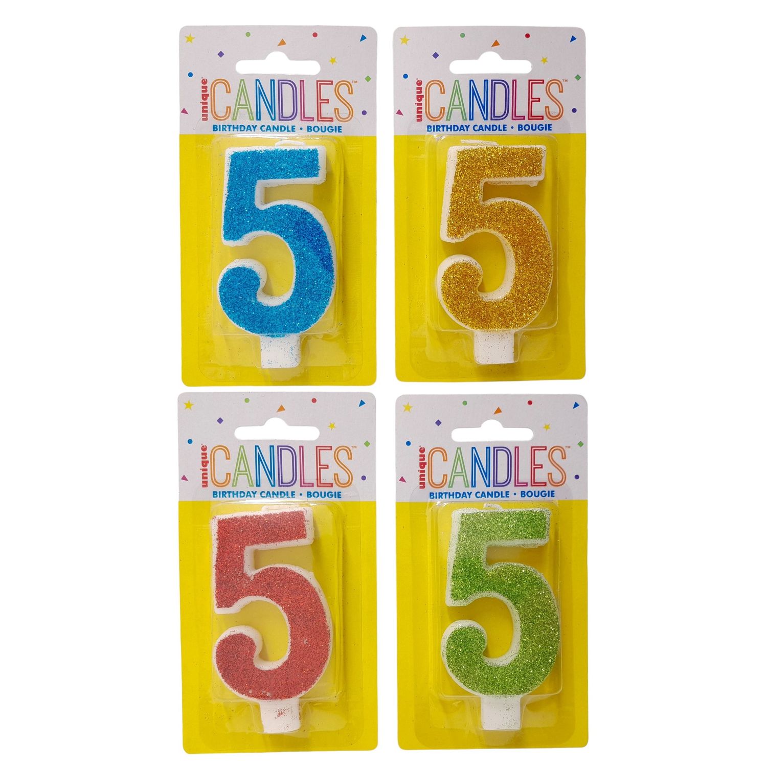 3.5&quot; #5 Glitter Candle Assorted