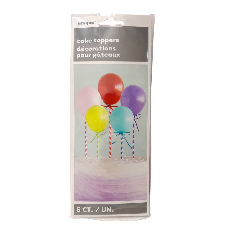 5pc Mini Balloon Stick Cake Toppers