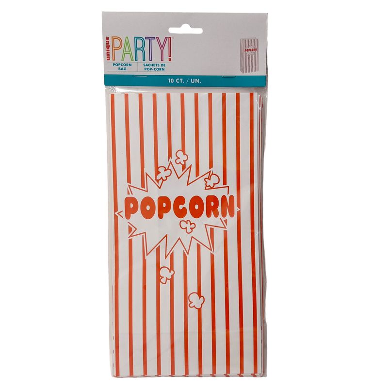 10pc 5.25&quot;x10&quot; Popcorn Bags Red/White
