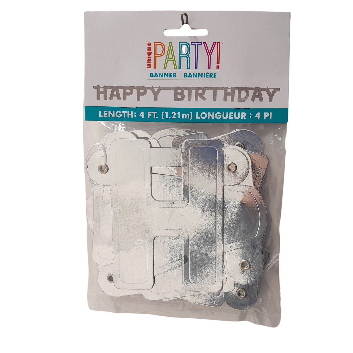 4&#39; Happy Birthday Banner Silver