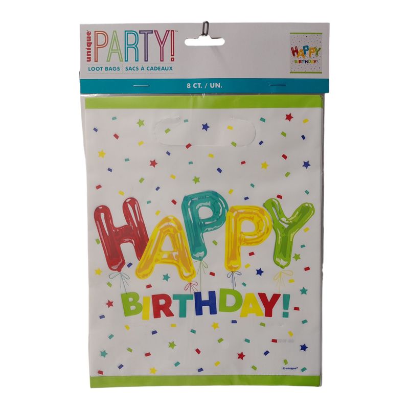 8pc 9&quot;x7.25&quot; Happy  Birthday Loot Bags
