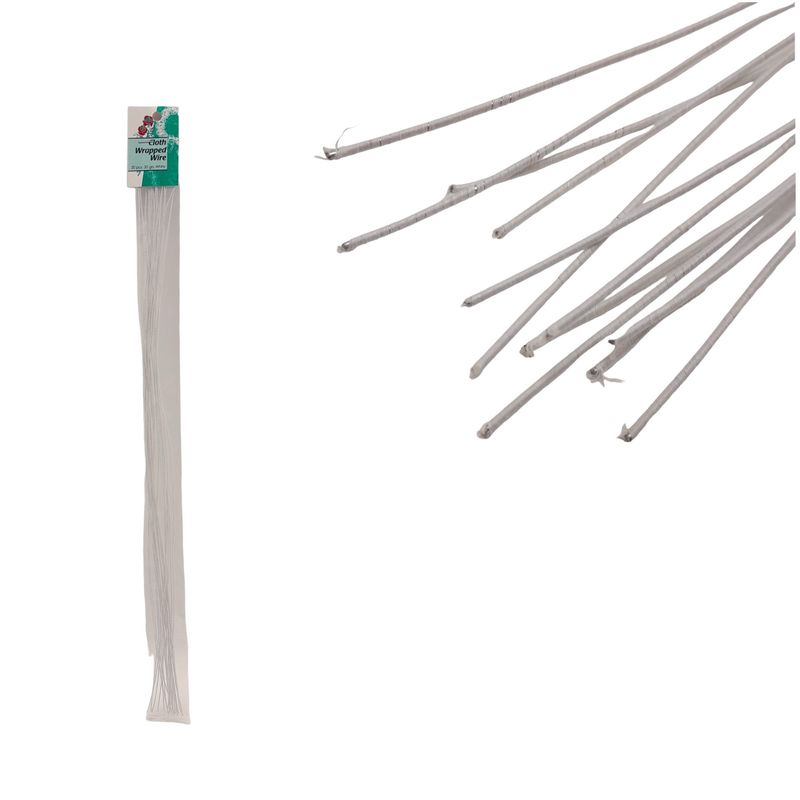 20pc 18" 30 Gauge Cloth Wire White