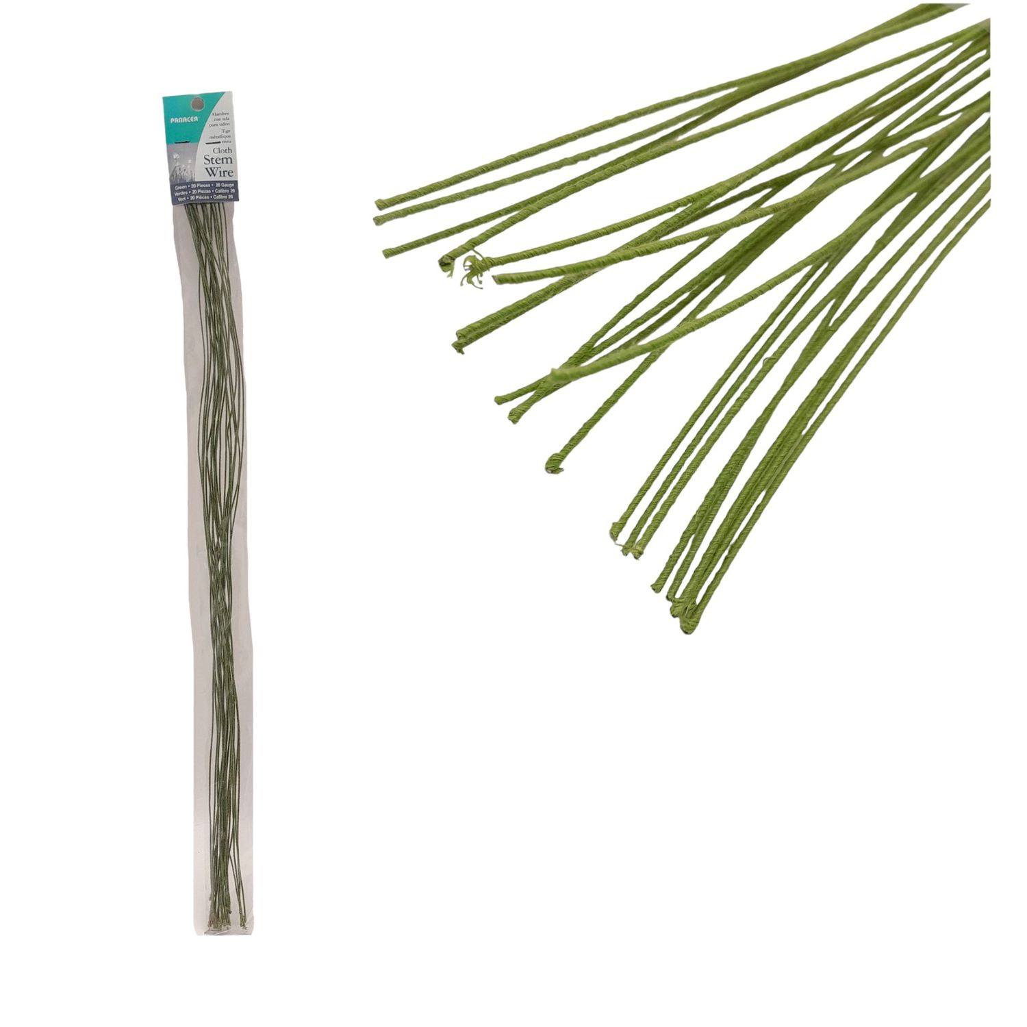 20pc 18" 26 Gauge Cloth Wire Green