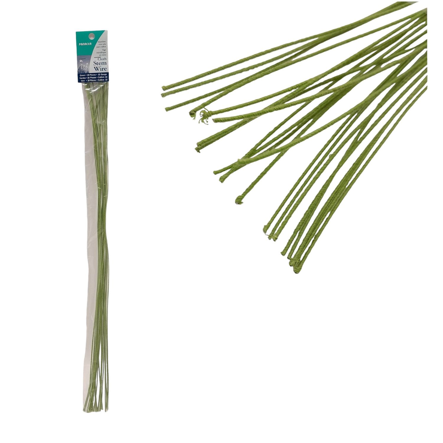 20pc 18" 22 Gauge Cloth Wire Green