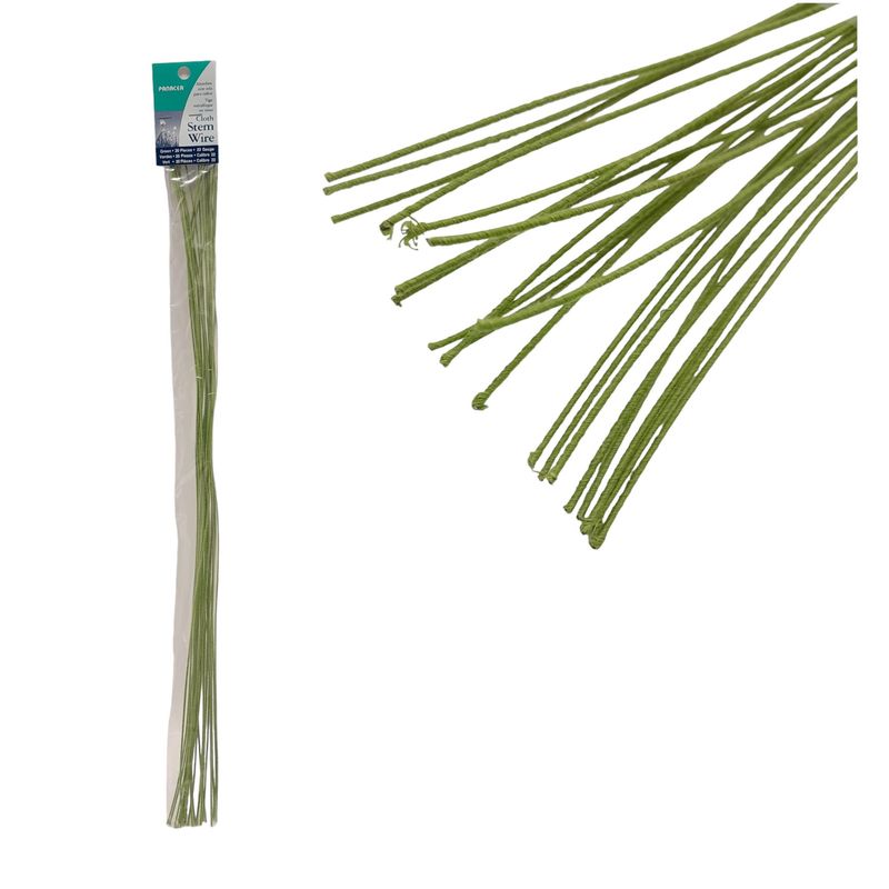 20pc 18" 22 Gauge Cloth Wire Green