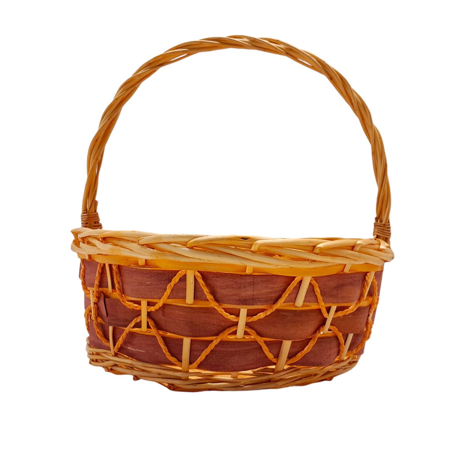 Single Handle Round Basket Natural/Brown (LG)