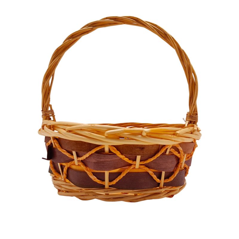 Single Handle Round Basket Natural/Brown (SM) Single Handle Round Basket Natural/Brown (SM)