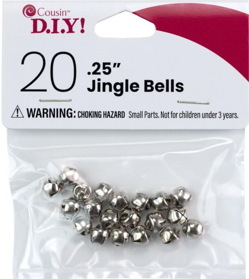 20pc 0.25&quot; Jingle Bells Silver