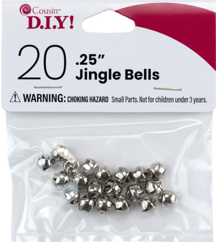 20pc 0.25&quot; Jingle Bells Silver
