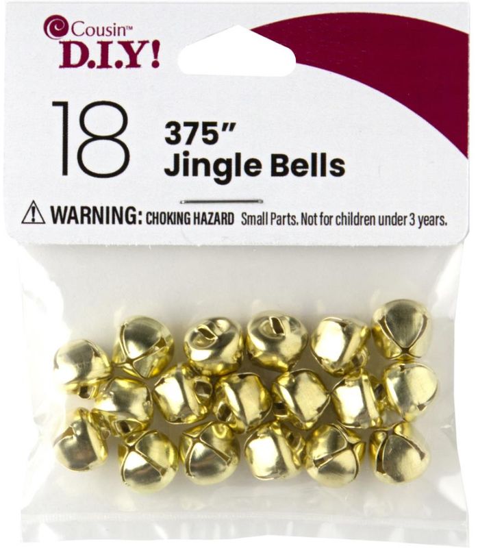 18pc 0.375&quot; Jingle Bells Gold