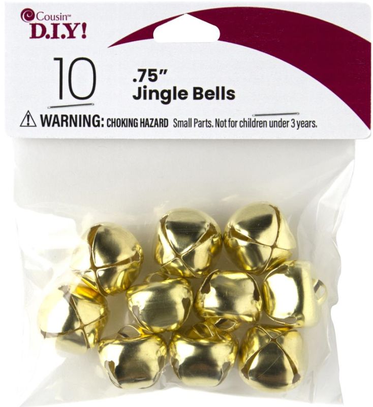 10pc 0.75&quot; Jingle Bells Gold
