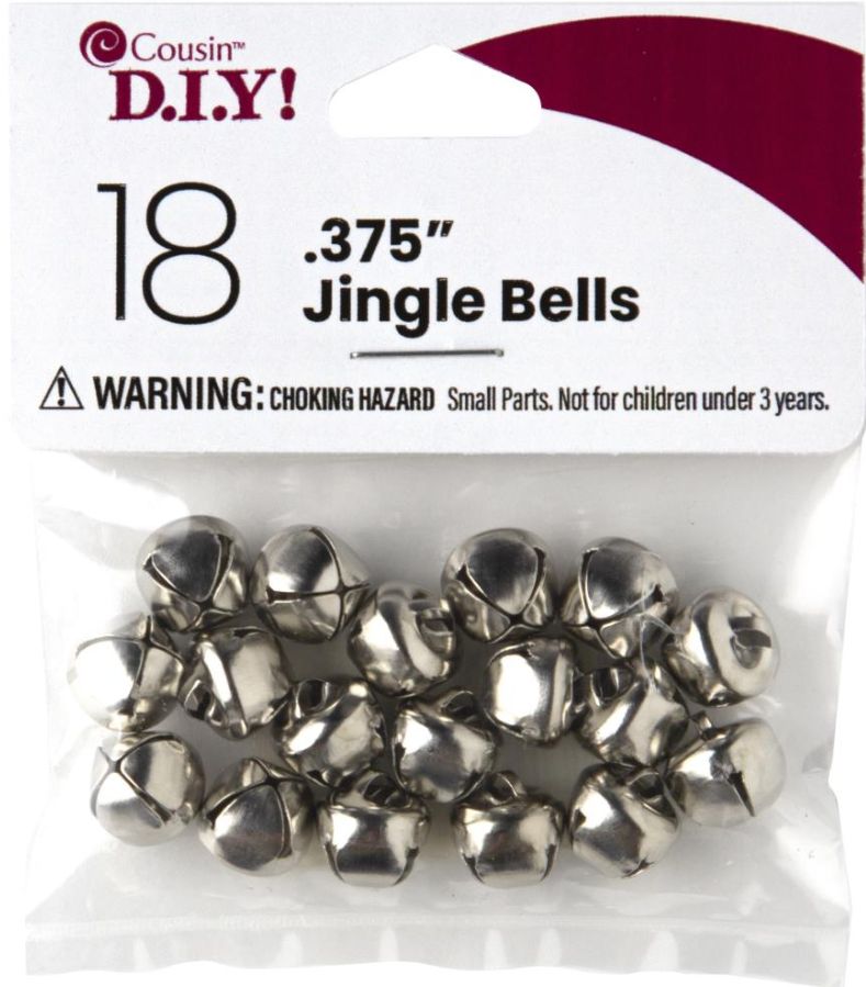 18pc 0.375&quot; Jingle Bells Silver