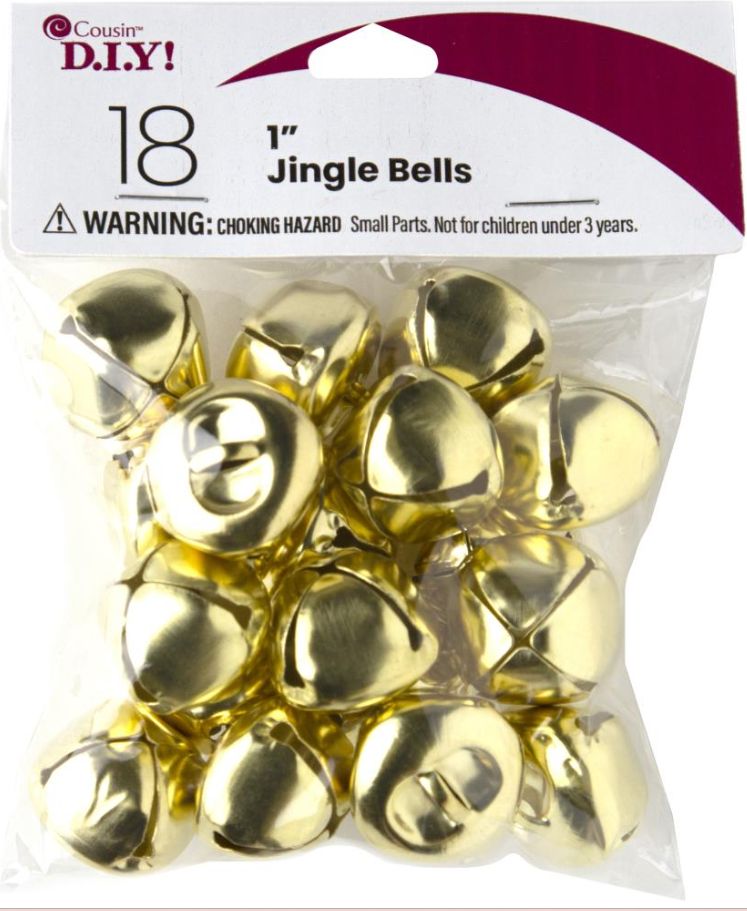 18pc 1&quot; Jingle Bells Gold