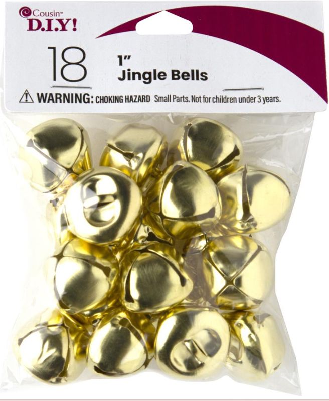 18pc 1&quot; Jingle Bells Gold