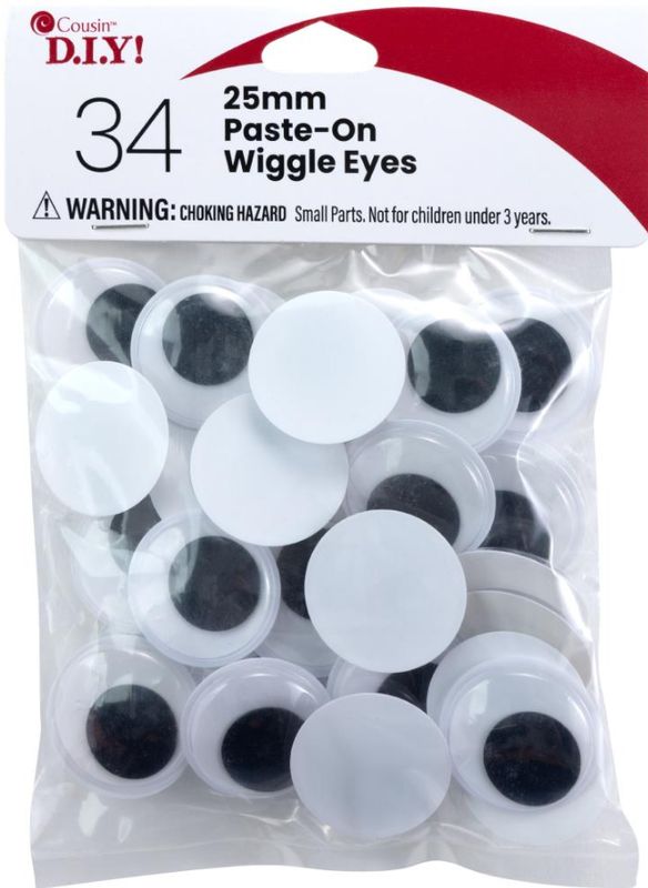 34pc 25mm Paste-On Googly Eyes