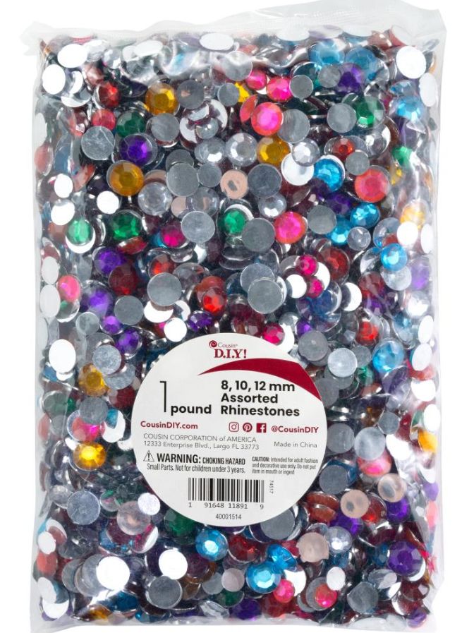 1lb Rhinestone Bag Multi 8mm, 10mm, 12mm