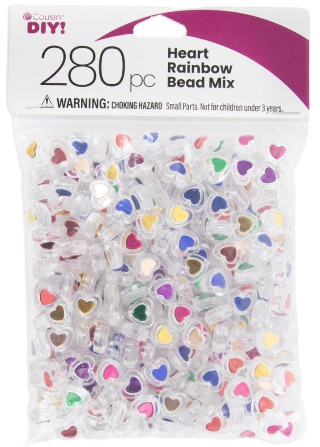 280pc 10mm Heart Rainbow Bead Mix