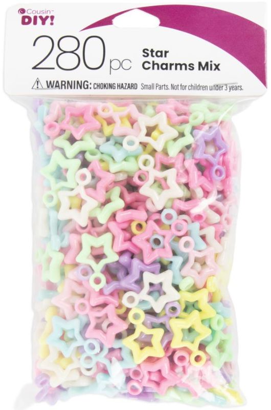 280pc 0.6&quot; Plastic Star Charms Multi