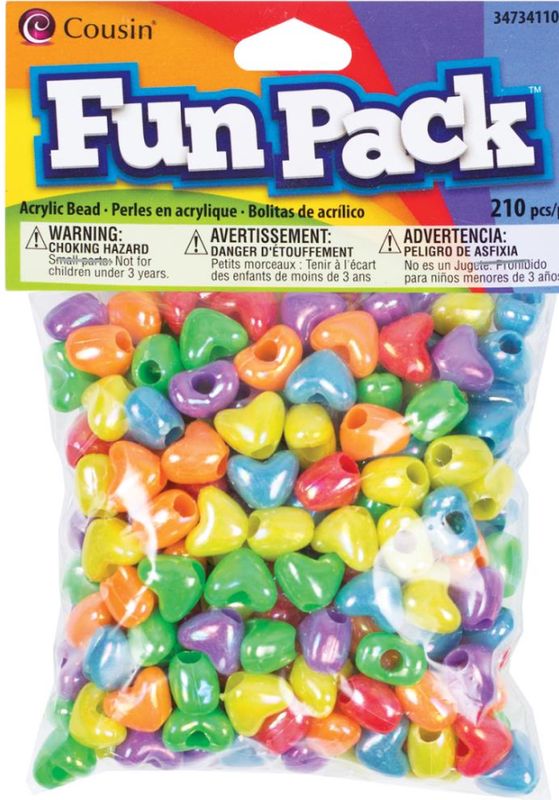 210pc 10mm Acrylic Heart Beads Multi