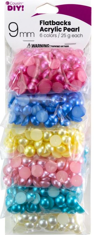 150g 9mm Acrylic Flatback Pearls