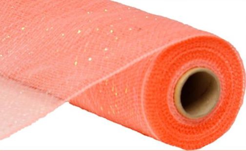 10&quot;x10yd Metallic Deco Mesh Coral/Iridescent