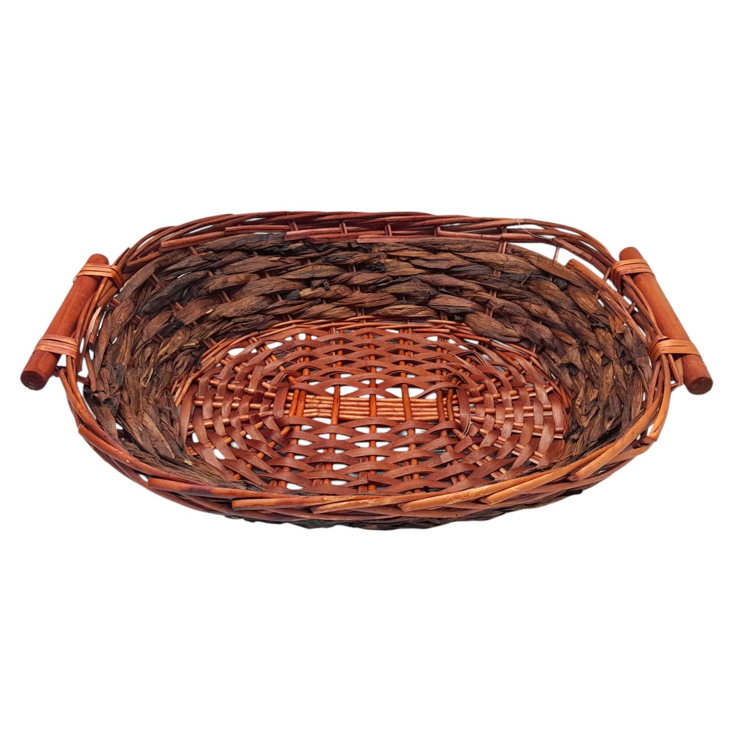 Double Handle Oval Basket Dk. Brown