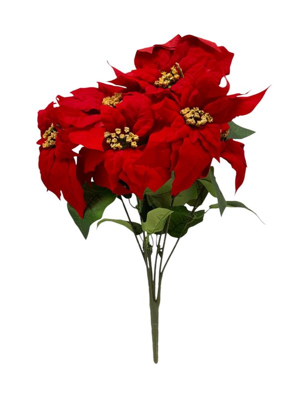 22&quot; Non-Bleed Poinsettia Bush x7 Red