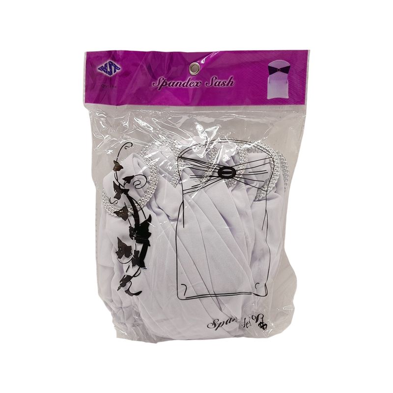 6pc 12&quot; Spandex Sash w/Buckle White